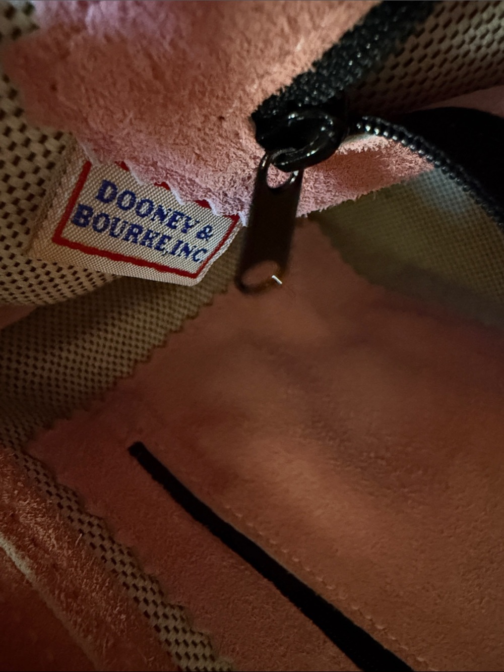 Dooney & Bourke Dusty Rose Suede Tote with Tan Leather Trim - Picture 11 of 16